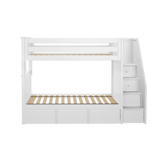 Jackpot Kids Sunderland Twin Staircase Bunk Bed with Built-In Storage Drawers