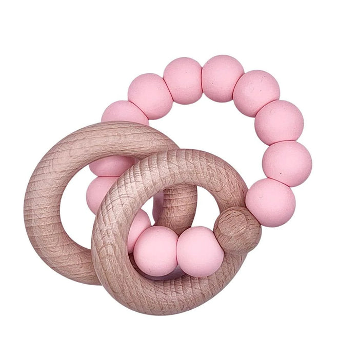 Sugar + Maple 2-Ring Silicone & Wood Teether