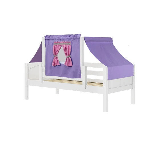 Maxtrix YO Twin Toddler Bed with Top Tent - White w/ Purple & Pink
