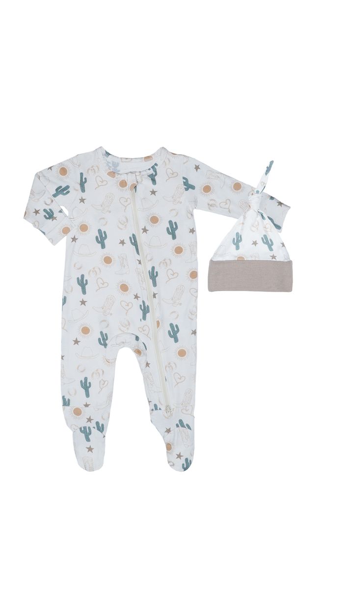 Everly Grey Rodeo Footie & Cap Set
