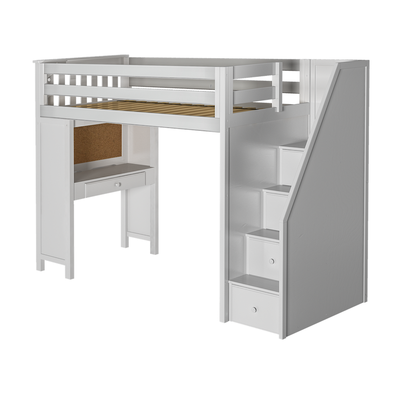 Jackpot Kids Brighton All-In-One Twin Loft Bed with Staircase and Study Desk
