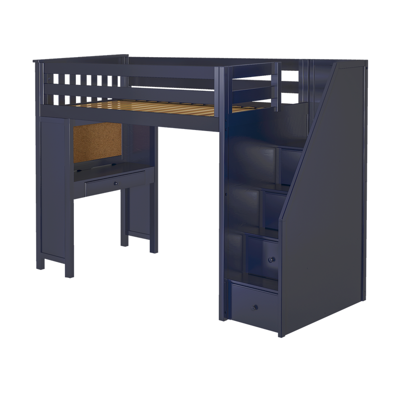 Jackpot Kids Brighton All-In-One Twin Loft Bed with Staircase and Study Desk
