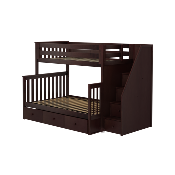 Jackpot Kids Newcastle Twin-over-Full Staircase Bunk Bed with Storage Drawers