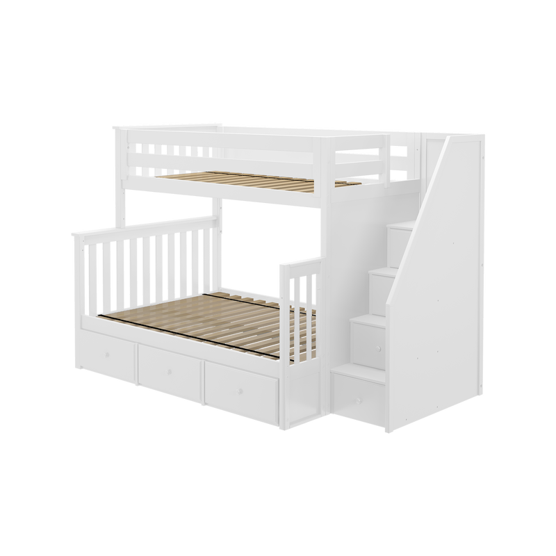 Jackpot Kids Newcastle Twin-over-Full Staircase Bunk Bed with Storage Drawers