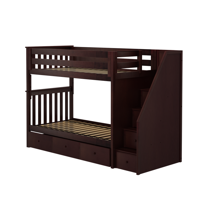 Jackpot Kids Sunderland Twin Staircase Bunk Bed with Built-In Storage Drawers