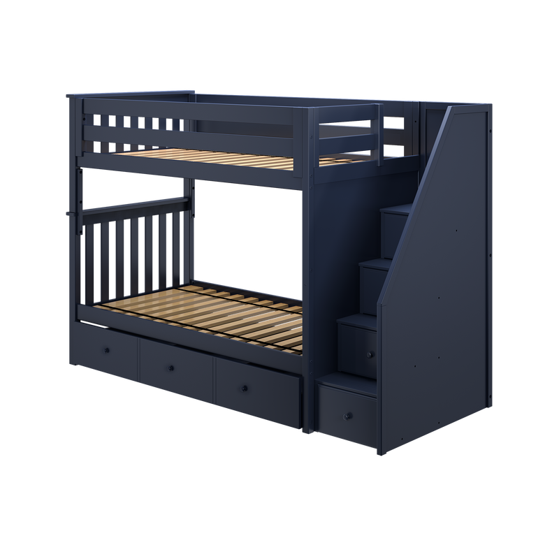 Jackpot Kids Sunderland Twin Staircase Bunk Bed with Built-In Storage Drawers