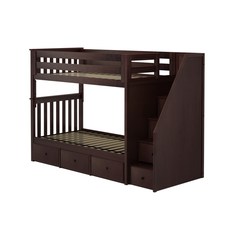 Jackpot Kids Sunderland Twin Staircase Bunk Bed with Built-In Storage Drawers