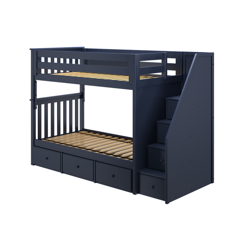 Jackpot Kids Sunderland Twin Staircase Bunk Bed with Built-In Storage Drawers