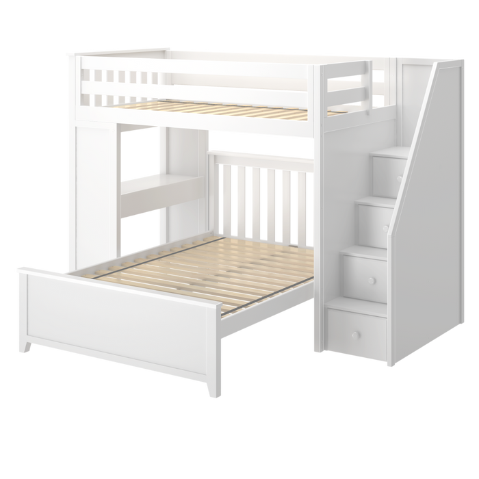 Jackpot! All-In-One Twin Study High Loft Bed w/ Staircase + Full Lower Bed