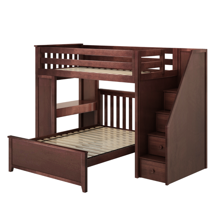 Jackpot! All-In-One Twin Study High Loft Bed w/ Staircase + Full Lower Bed