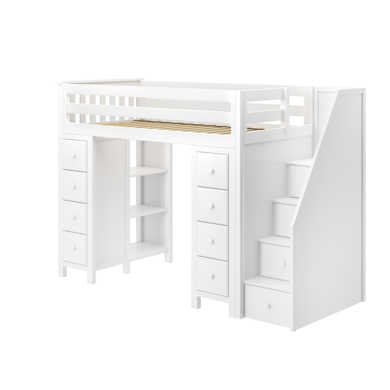 Jackpot Kids Chester All-In-One Twin Loft Bed with Double Storage Towers