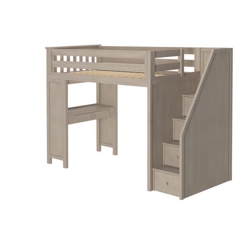 Jackpot Kids Brighton All-In-One Twin Loft Bed with Staircase and Study Desk