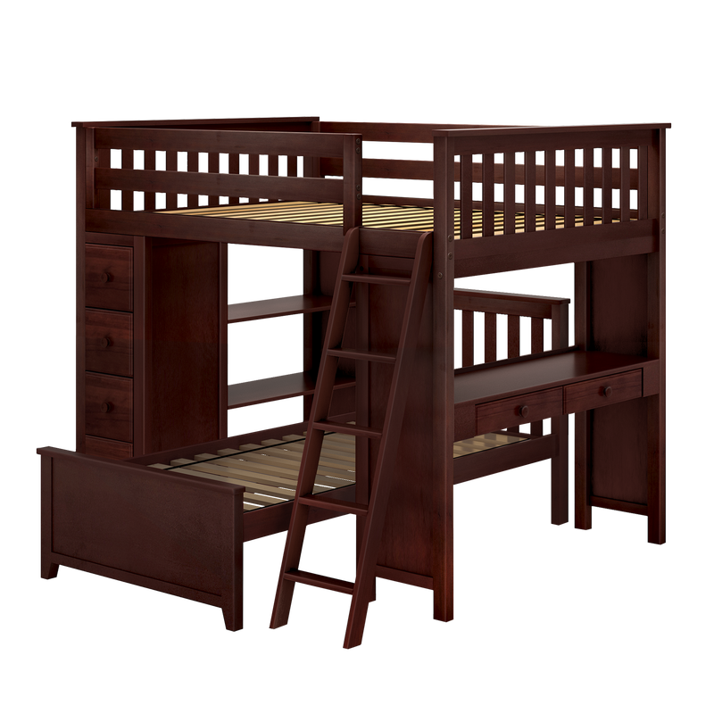 Jackpot Kids Mayfair 1 All-In-One Full Loft Bed with Desk, Storage & Lower Bed