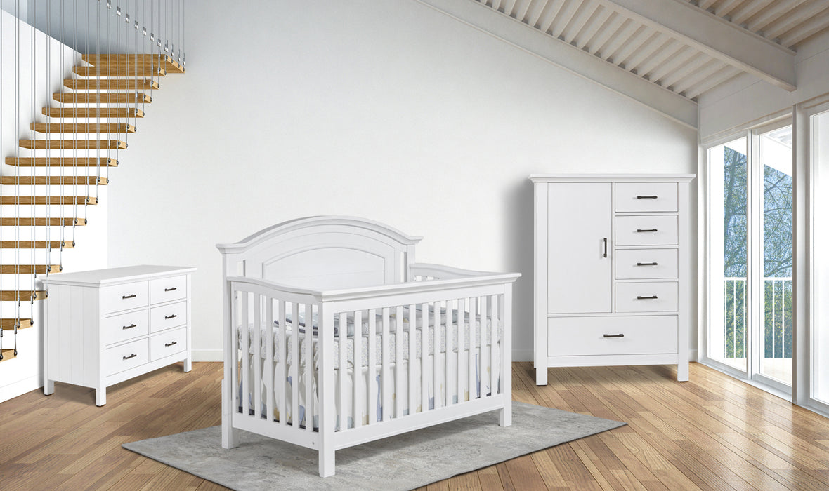 Pali Como Arch Top 3 Piece Nursery Set - Forever Crib + Double Dresser + Door Chest