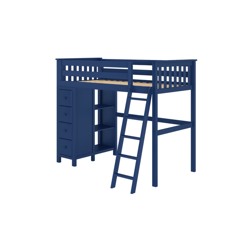 Jackpot Kids Edinburgh Twin All-in-One Ladder Loft Bed with Storage Tower