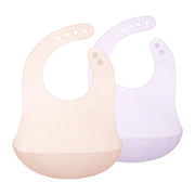 Two colorful Olababy silicone bibs arranged together for comparison.