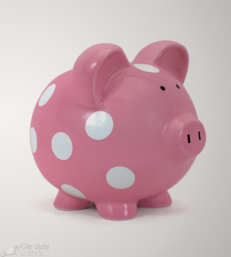 Child to Cherish Dots Piggy Bank, Dark Pink