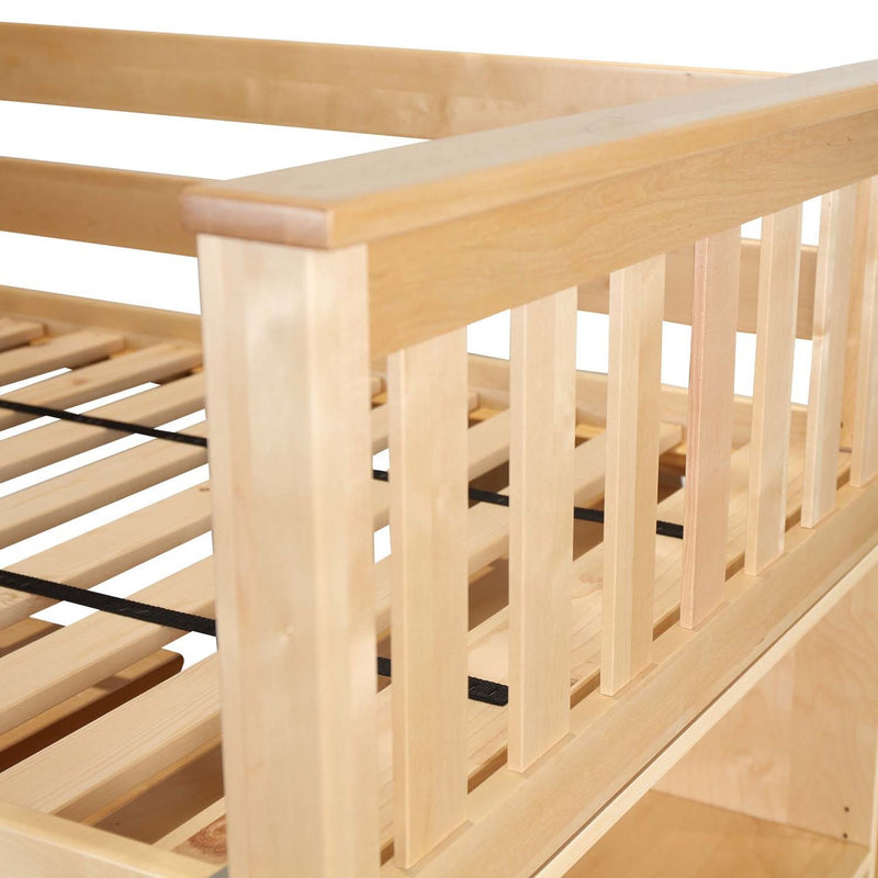 Jackpot Kids York 1 Twin Low Loft Bed with Pink & White Play Curtain