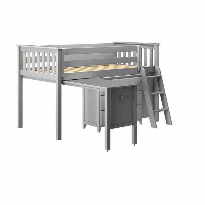 Jackpot Kids Windsor 3 Twin Low Loft Bed with Dual Dressers, Bookcase & Pull-Out Desk