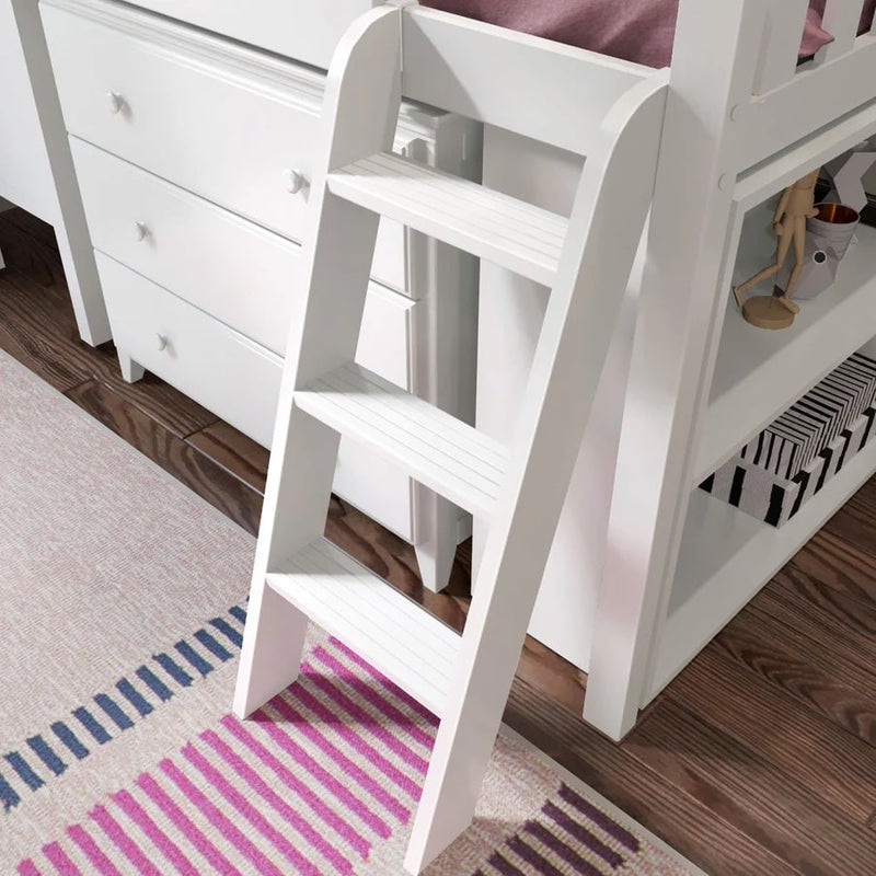 Jackpot Kids Windsor 2 Twin Low Loft Bed with Dresser, Bookcase & Pull-Out Desk