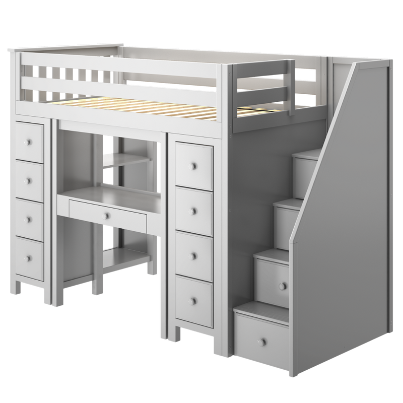 Jackpot Kids Chester 1 All-In-One Twin Loft Bed with Double Storage Towers & Desk