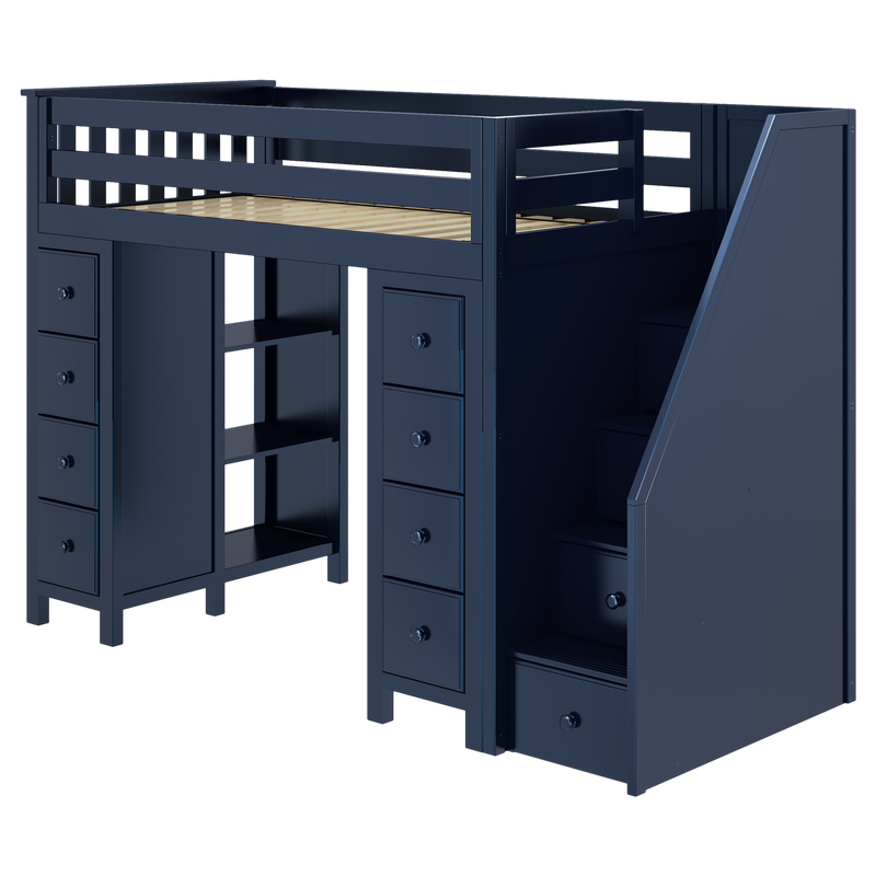 Jackpot Kids Chester All-In-One Twin Loft Bed with Double Storage Towers