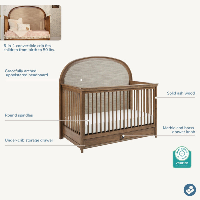 Maxi-Cosi Nursery Quiet Luxury 6-in-1 Convertible Crib with Toddler Bed/Daybed Conversion Kit | PRESALE
