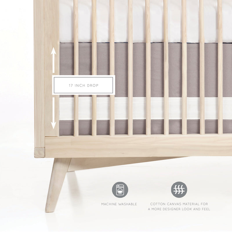 Oilo Woven Cotton Band Crib Skirt, Dove