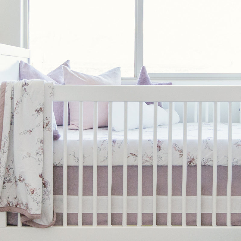 Oilo Woven Cotton Band Crib Skirt, Lavender