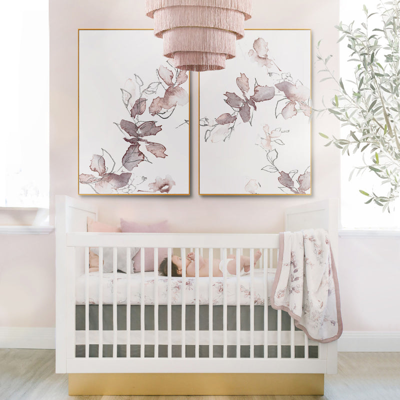Oilo Woven Cotton Band Crib Skirt, Stone Grey