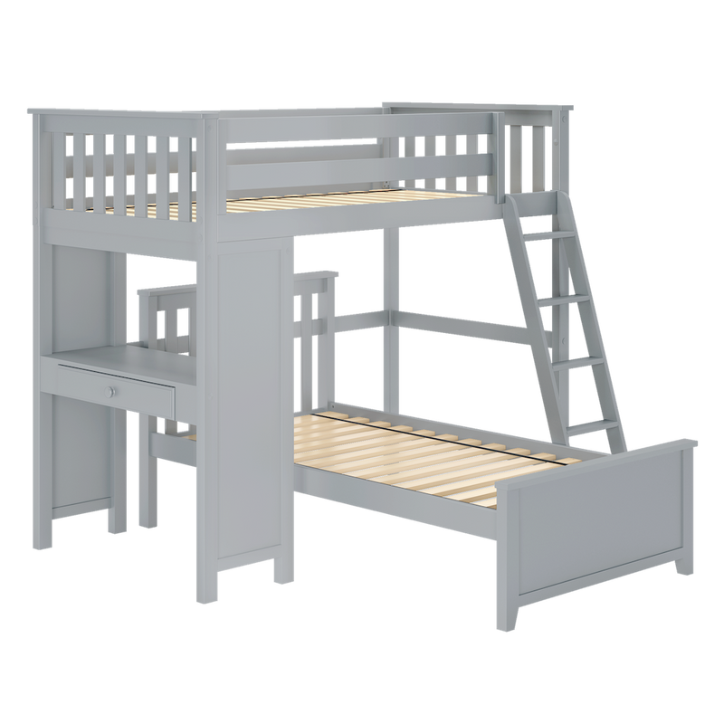 Jackpot Kids Canterbury 1 Twin All-in-One Ladder Loft Bed with Twin Bed & Desk