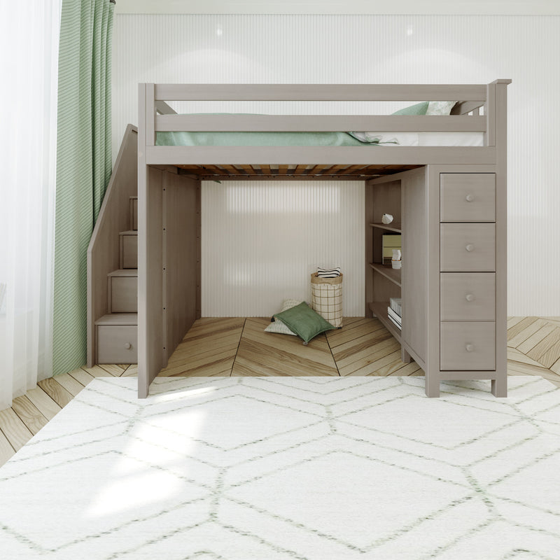 Jackpot Kids Cheltenham All-In-One Full Loft Bed with Staircase & Storage