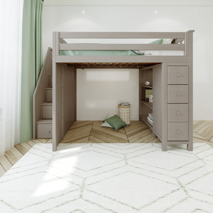 Jackpot Kids Cheltenham All-In-One Full Loft Bed with Staircase & Storage