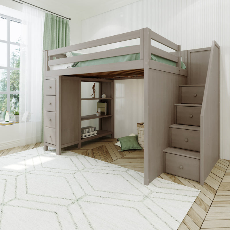 Jackpot Kids Cheltenham All-In-One Full Loft Bed with Staircase & Storage