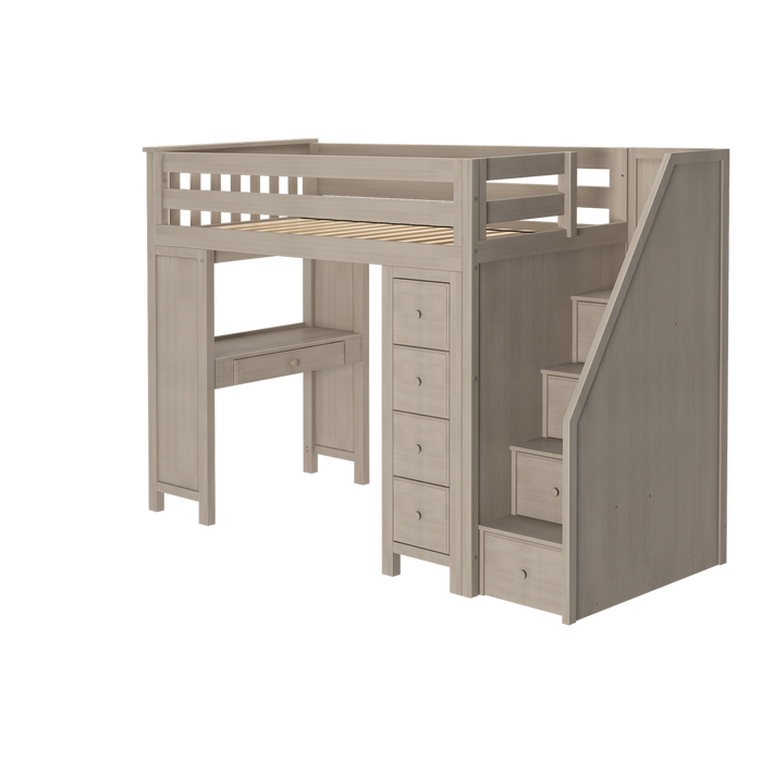 Jackpot Kids Chester 3 All-In-One Twin Loft Bed with Staircase, Desk & Storage