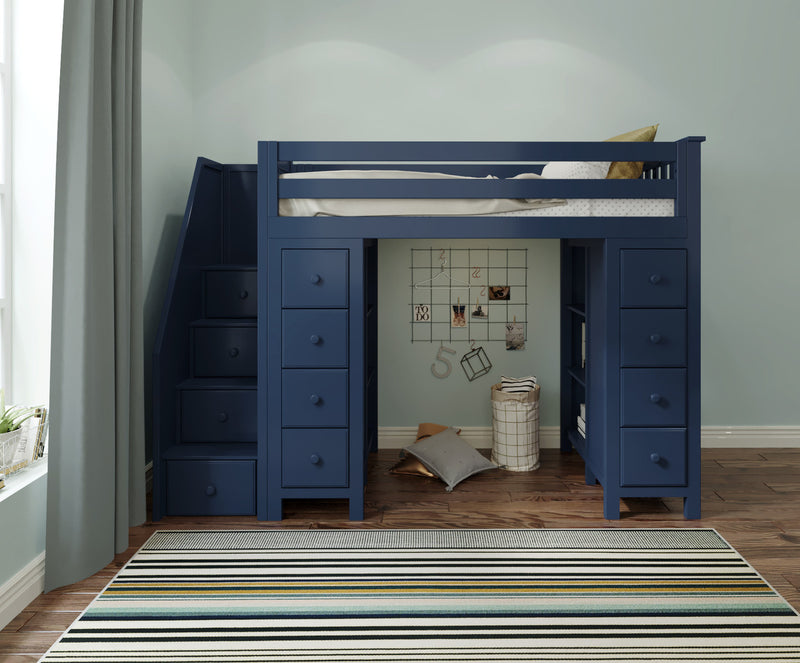 Jackpot Kids Chester All-In-One Twin Loft Bed with Double Storage Towers
