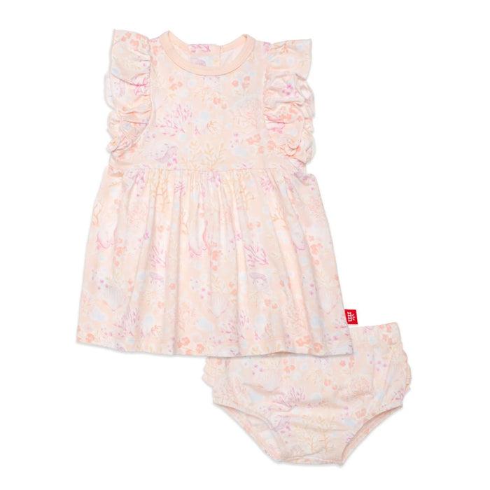 Magnetic Me Coral Floral Modal Magnetic Dress & Diaper Cover Set