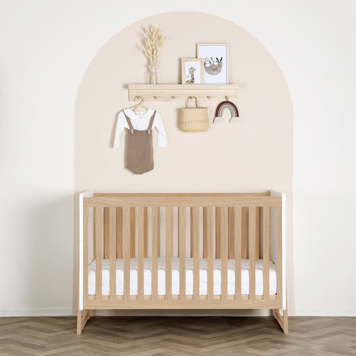 dadada Domino 2-in-1 Convertible Crib, White/Natural