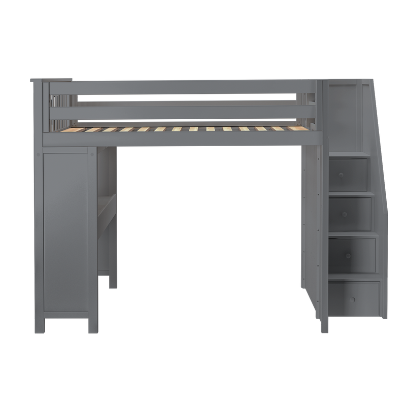 Jackpot Kids Fulham All-In-One Full Loft Bed with Staircase & Desk