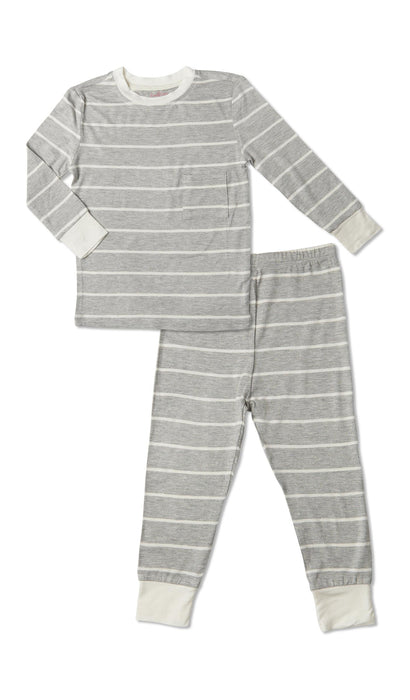 Everly Grey Heather Grey Stripe Emerson Kids Pajama Pant Set