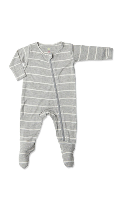 Everly Grey Heather Grey Stripe Footie
