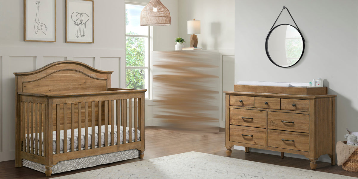 brown crib white dresser Wood Birth Announcement Art Over Brown Crib - Cottage
