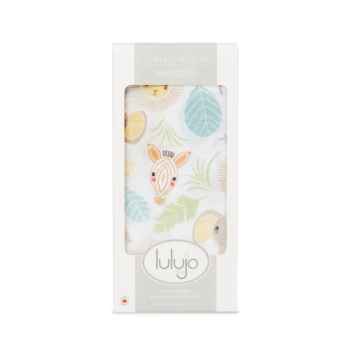 Lulujo Jungle Safari Cotton Swaddle Blanket