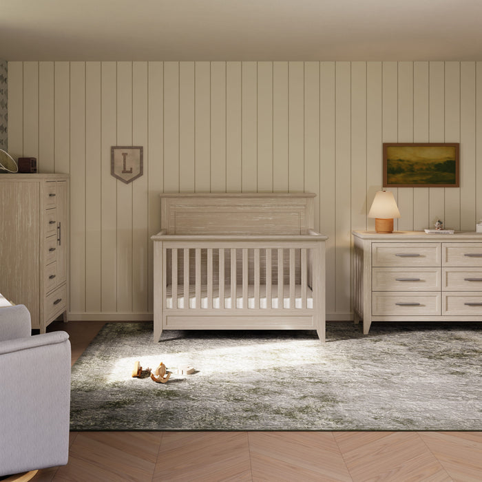 Monogram by Namesake Beckett Rustic 3-Piece Nursery Set – Crib, Dresser & Chifforobe - Sandbar