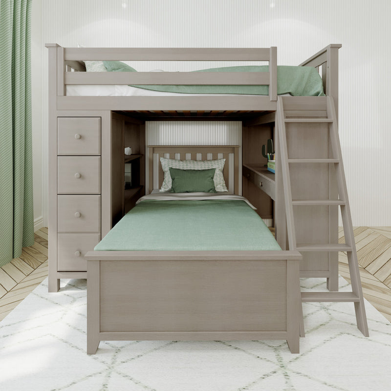 Jackpot Kids Mayfair 1 All-In-One Full Loft Bed with Desk, Storage & Lower Bed