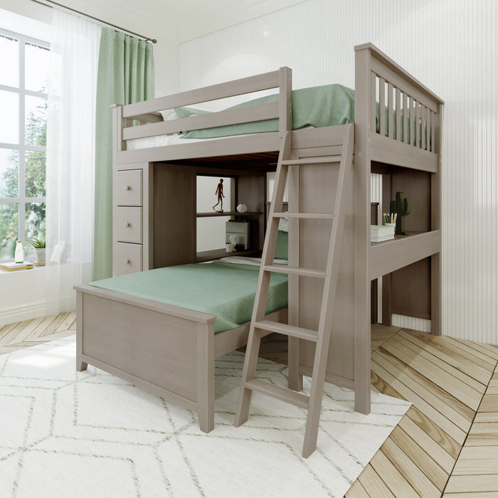 Jackpot Kids Mayfair 1 All-In-One Full Loft Bed with Desk, Storage & Lower Bed