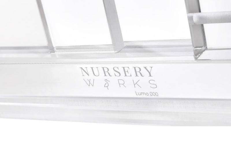 Nursery Works Luma Crib, Clear Acrylic & Rose Gold