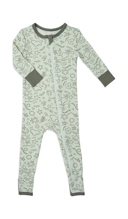Everly Grey Sage Doodle Solid Convertible Romper