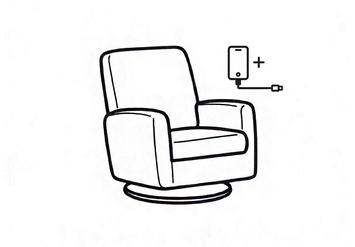 USB charging port icon for nursery glider