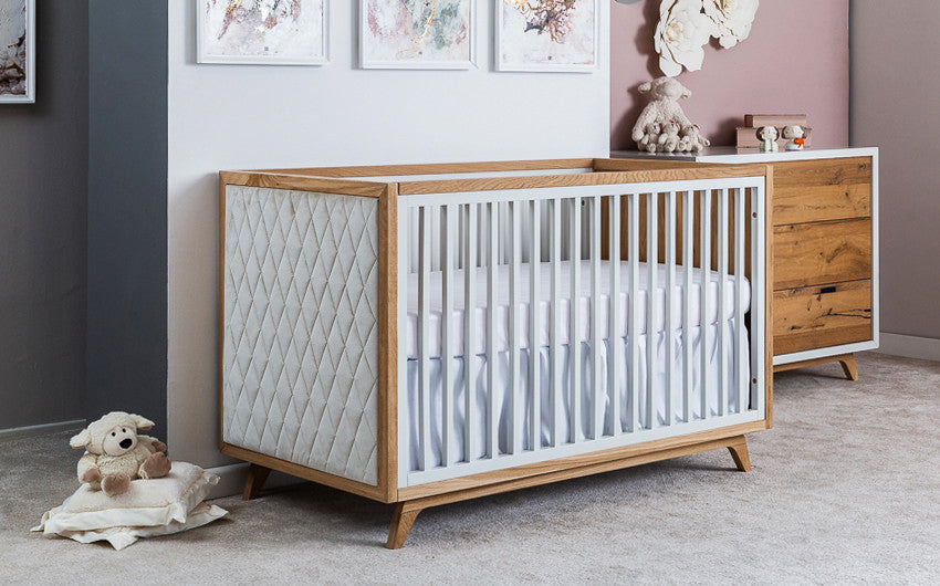 Romina Furniture Uptown Classic Crib w/ Tufted Sides